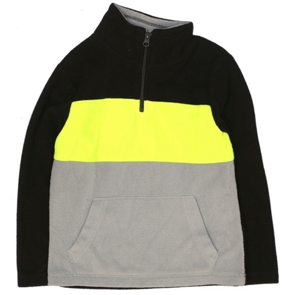 Old Navy | Fleece Half Zip Black Gray Yellow Neon - Picture 3 of 8